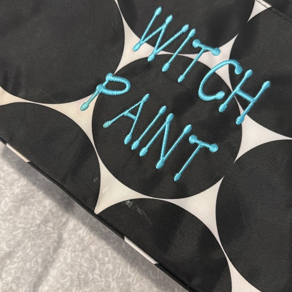 Large Black White Polka Dot Zipper Makeup Bag - Picture 2 of 9